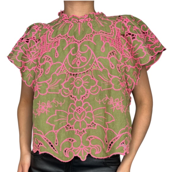 Anthropologie Tops - Anthropologie The Lainie High Neck Lace Cut-Work Top